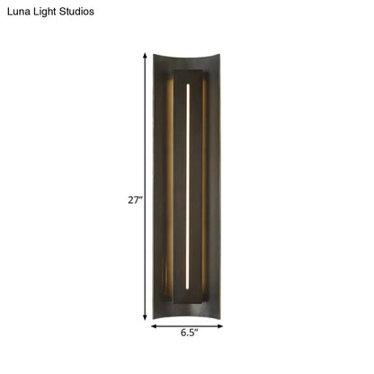Black metal shade wall lamp by Decorbites, 27in tall with a slim vertical light slot on Tampa Home & Garden Store