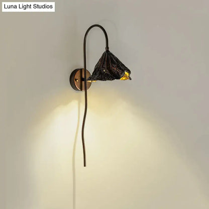 Black Lotus Leaf LED Wall Light by Decorbites, bronze curved arm wall sconce on Tampa Home & Garden Store