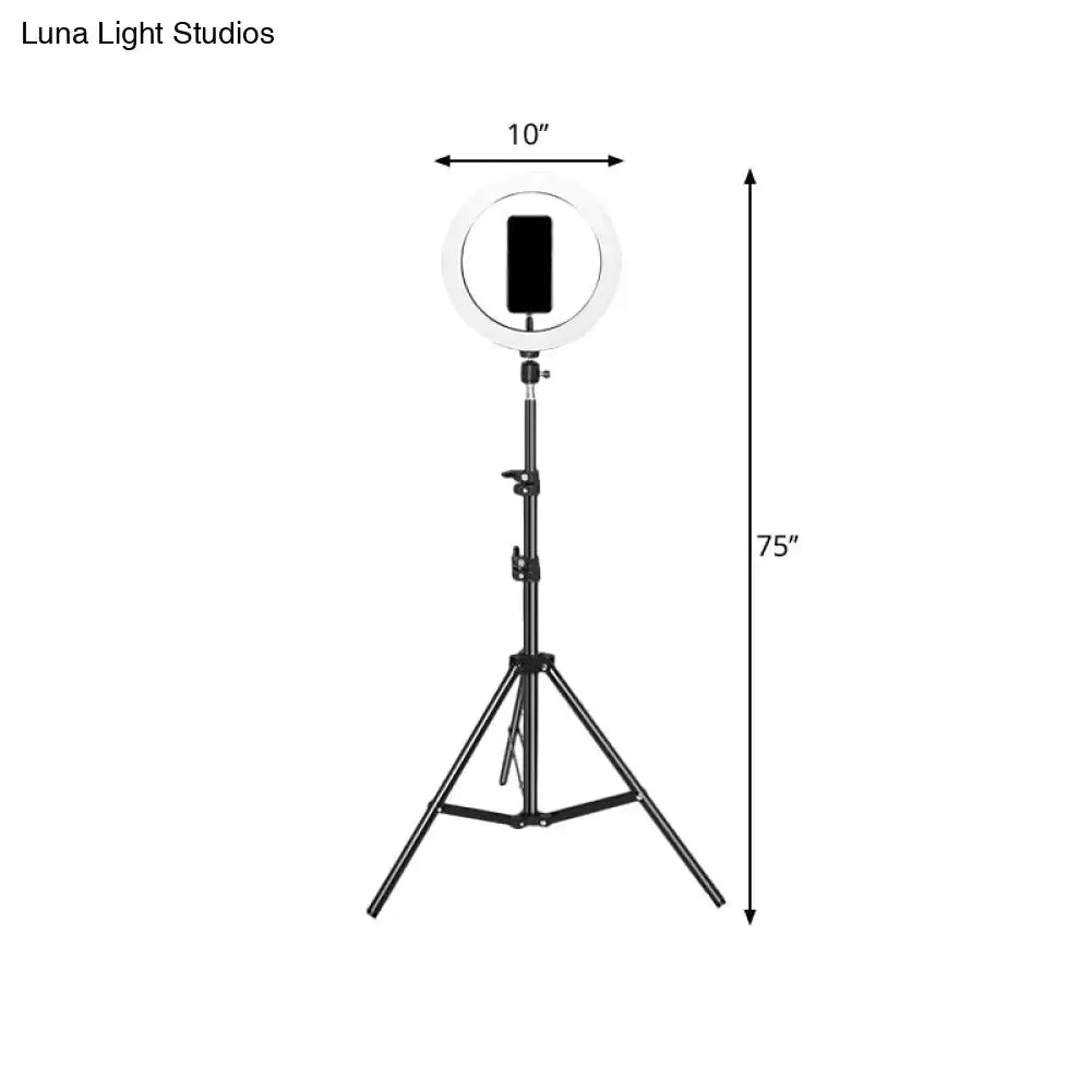 Decorbites black metal ring flash lamp with USB port on adjustable tripod, 75in tall light on Tampa Home & Garden Store