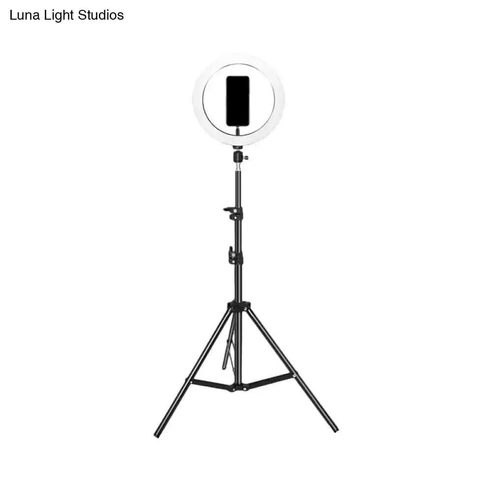 Contemporary black metal ring flash lamp with USB port on adjustable tripod stand Decorbites on Tampa Home & Garden Store