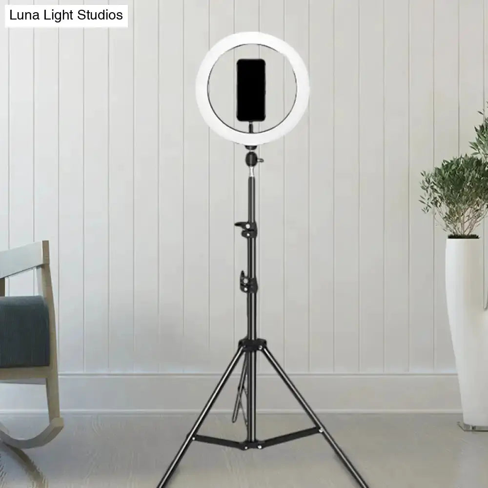 Ring light on tripod, black metal, USB port, smartphone mount Luna Light Studios on Tampa Home & Garden Store