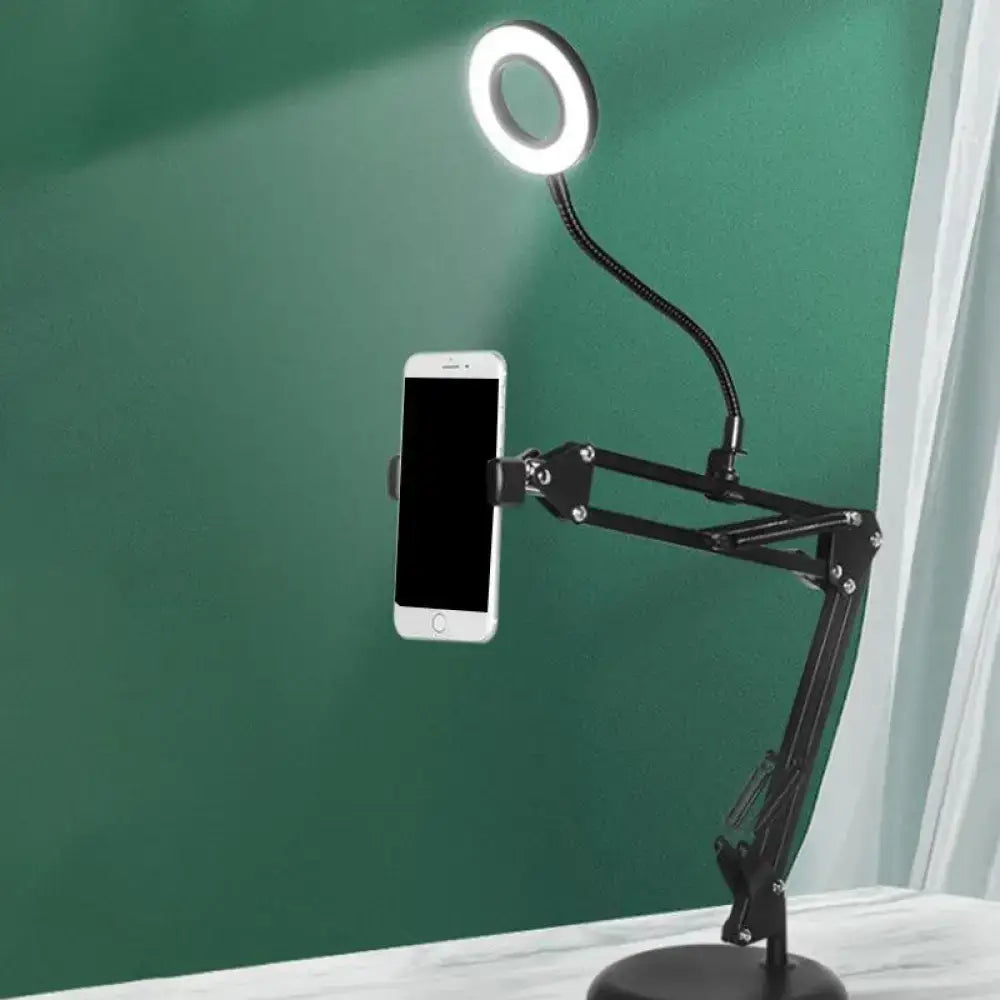 Black metal vanity lamp by Decorbites with adjustable arm and ring light for smartphone on Tampa Home & Garden Store