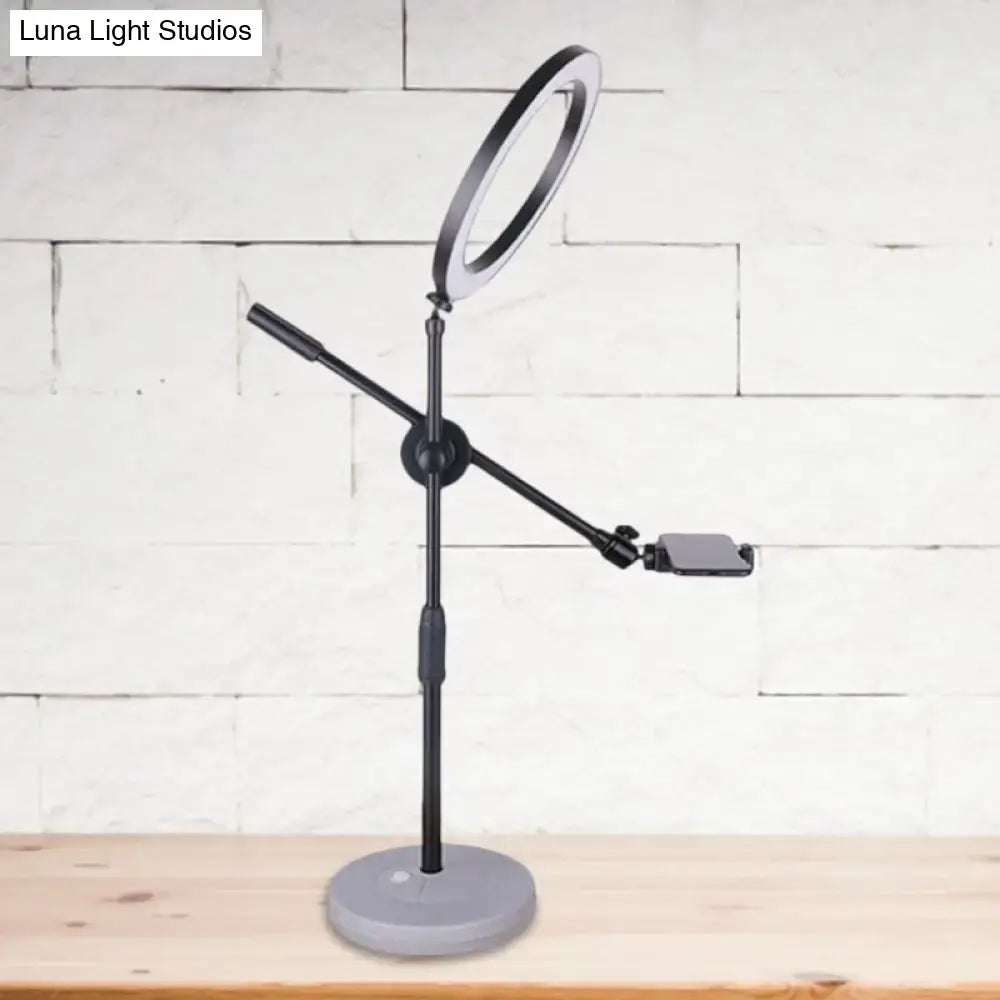 Decorbites black round vanity light on adjustable stand with phone mount on Tampa Home & Garden Store