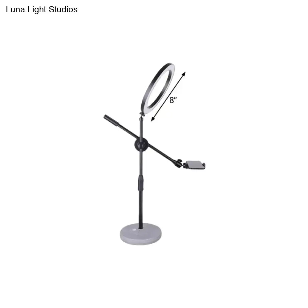 Black round vanity light with 8-inch ring on adjustable stand by Decorbites on Tampa Home & Garden Store