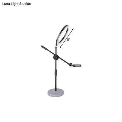 Black round vanity light with 8-inch ring on adjustable stand by Decorbites on Tampa Home & Garden Store