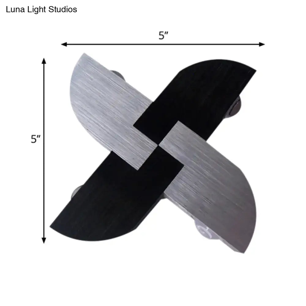 Black Silver Windmill Sconce wall light fixture with brushed metal crossed blades on Tampa Home & Garden Store
