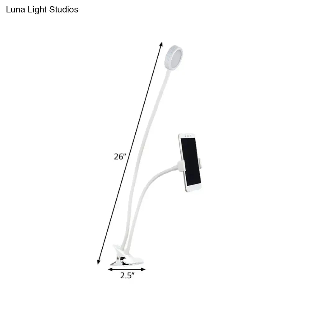 Decorbites black and white LED desk lamp with adjustable gooseneck and smartphone holder on Tampa Home & Garden Store