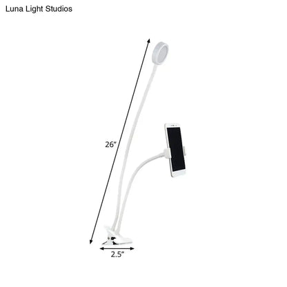 Decorbites black and white LED desk lamp with adjustable gooseneck and smartphone holder on Tampa Home & Garden Store