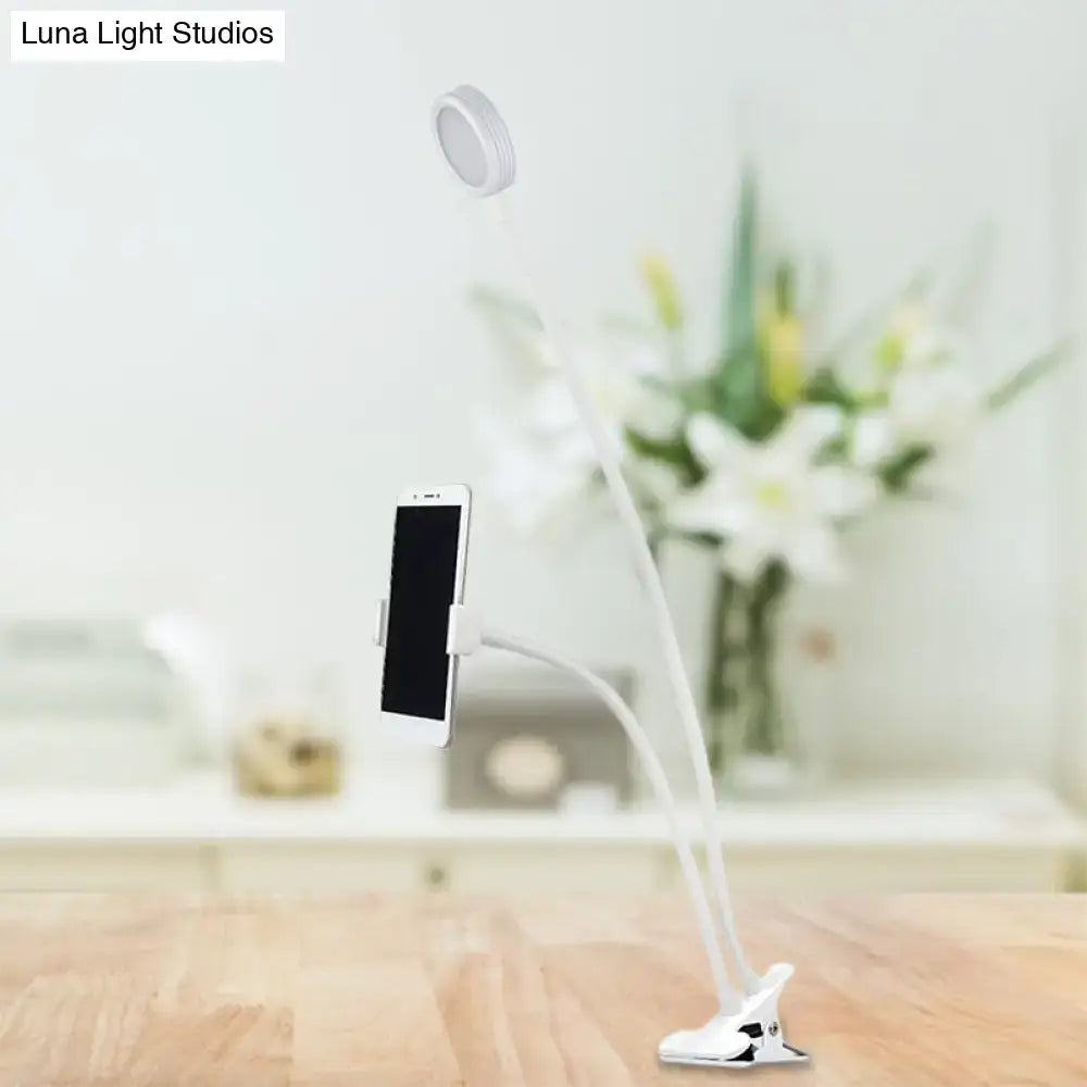 Black-and-white LED desk lamp with flexible gooseneck and smartphone holder Decorbites on Tampa Home & Garden Store