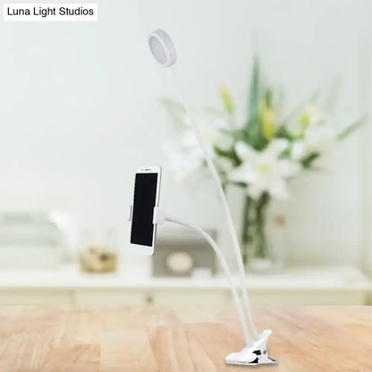 Black-and-white LED desk lamp with flexible gooseneck and smartphone holder Decorbites on Tampa Home & Garden Store