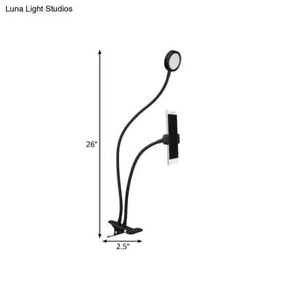 Decorbites black and white LED desk lamp with gooseneck, clamp base, and phone holder on Tampa Home & Garden Store