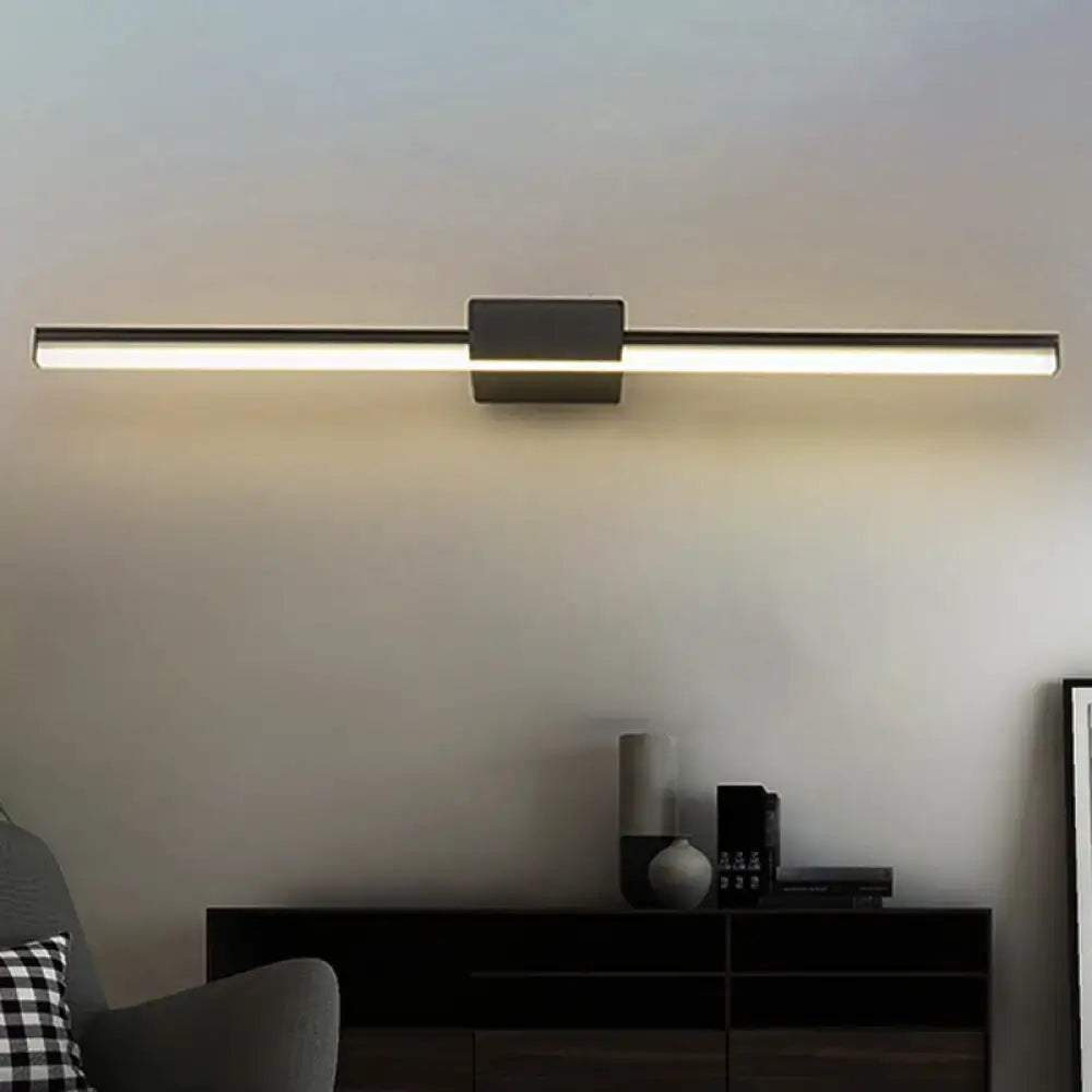 Black white linear wall light by Decorbites with central mounting block LED bar on Tampa Home & Garden Store