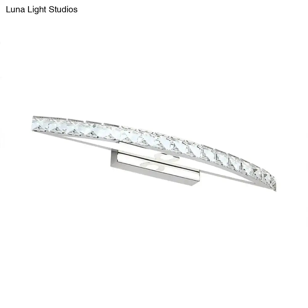 Silver Bow Vanity Sconce crystal-embellished curved bar chrome finish Decorbites on Tampa Home & Garden Store