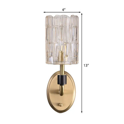 Brass crystal bedside sconce for reading by Decorbites with glass shade and gold finish on Tampa Home & Garden Store