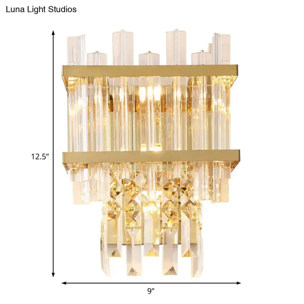 Brass and Chrome Crystal Wall Lamp Dining Room