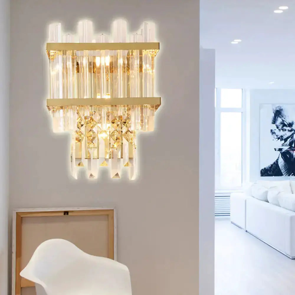 Brass and Chrome Crystal Wall Lamp Dining Room