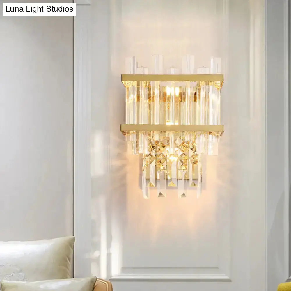 Brass and Chrome Crystal Wall Lamp Dining Room
