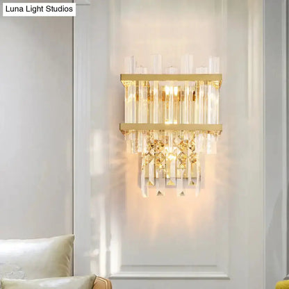 Brass and Chrome Crystal Wall Lamp Dining Room