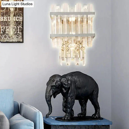 Brass and Chrome Crystal Wall Lamp Dining Room