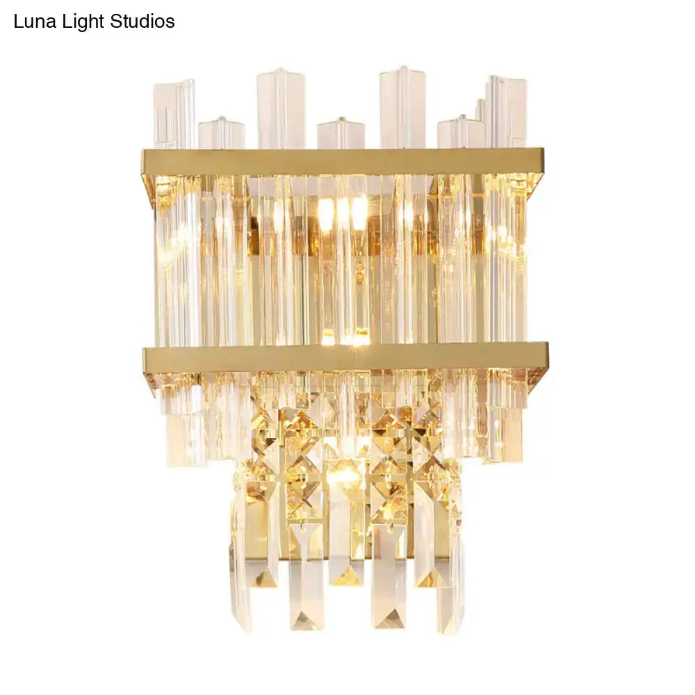 Brass and Chrome Crystal Wall Lamp Dining Room