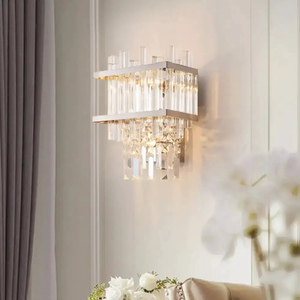 Brass and Chrome Crystal Wall Lamp Dining Room