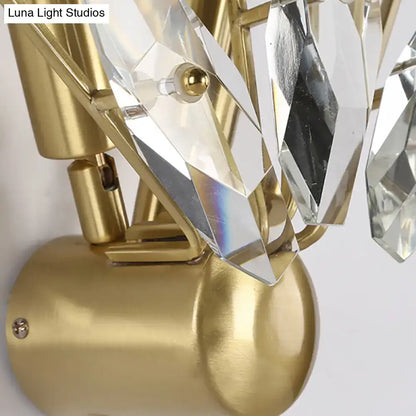 Brass crystal Sputnik two-bulb sconce with hanging prisms by Decorbites on Tampa Home & Garden Store