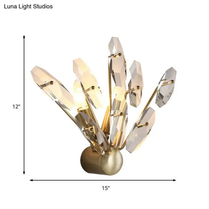 Brass crystal sputnik two-bulb wall sconce with faceted prisms on Tampa Home & Garden Store
