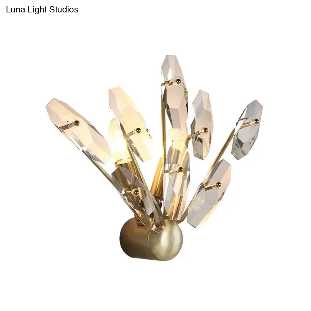 Brass crystal Sputnik two-bulb wall sconce with gold finish and faceted prisms Decorbites on Tampa Home & Garden Store
