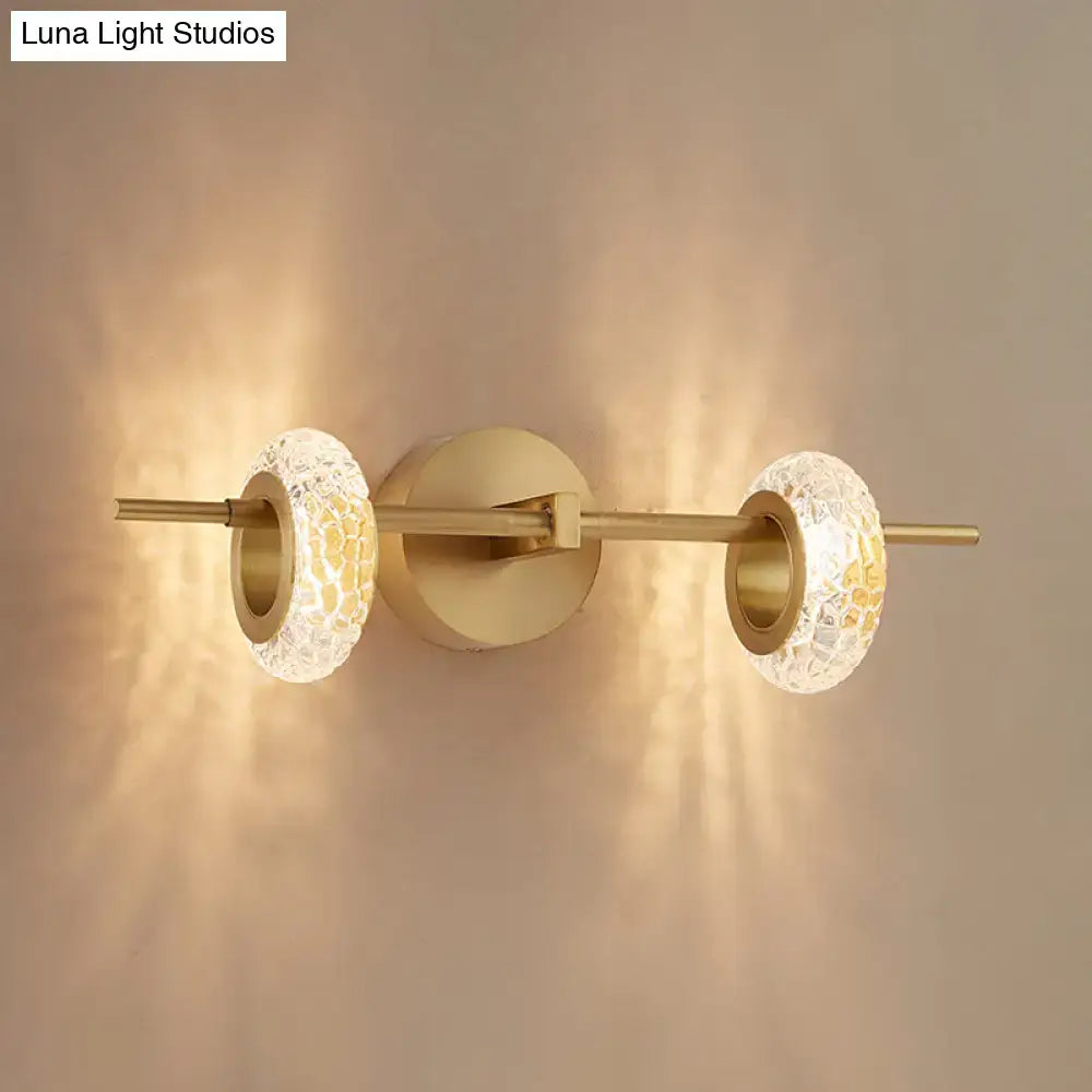 Brass double oval wall light with two crystal mosaic discs on a horizontal bar Decorbites on Tampa Home & Garden Store