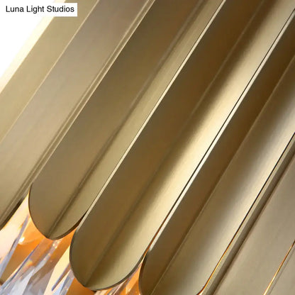 Brass wall lamp by Decorbites with curved metal petals and crystal prisms on Tampa Home & Garden Store