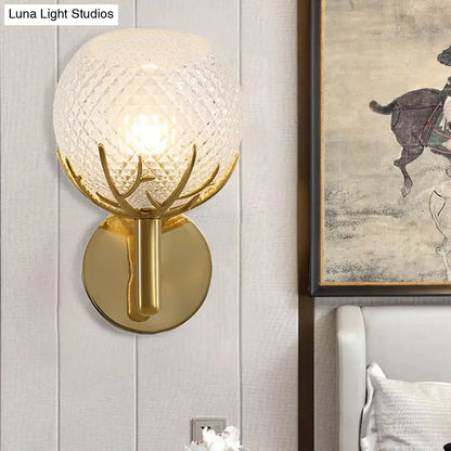 Brass frosted lattice glass sconce with G9 bulb, wall-mount Decorbites fixture on Tampa Home & Garden Store