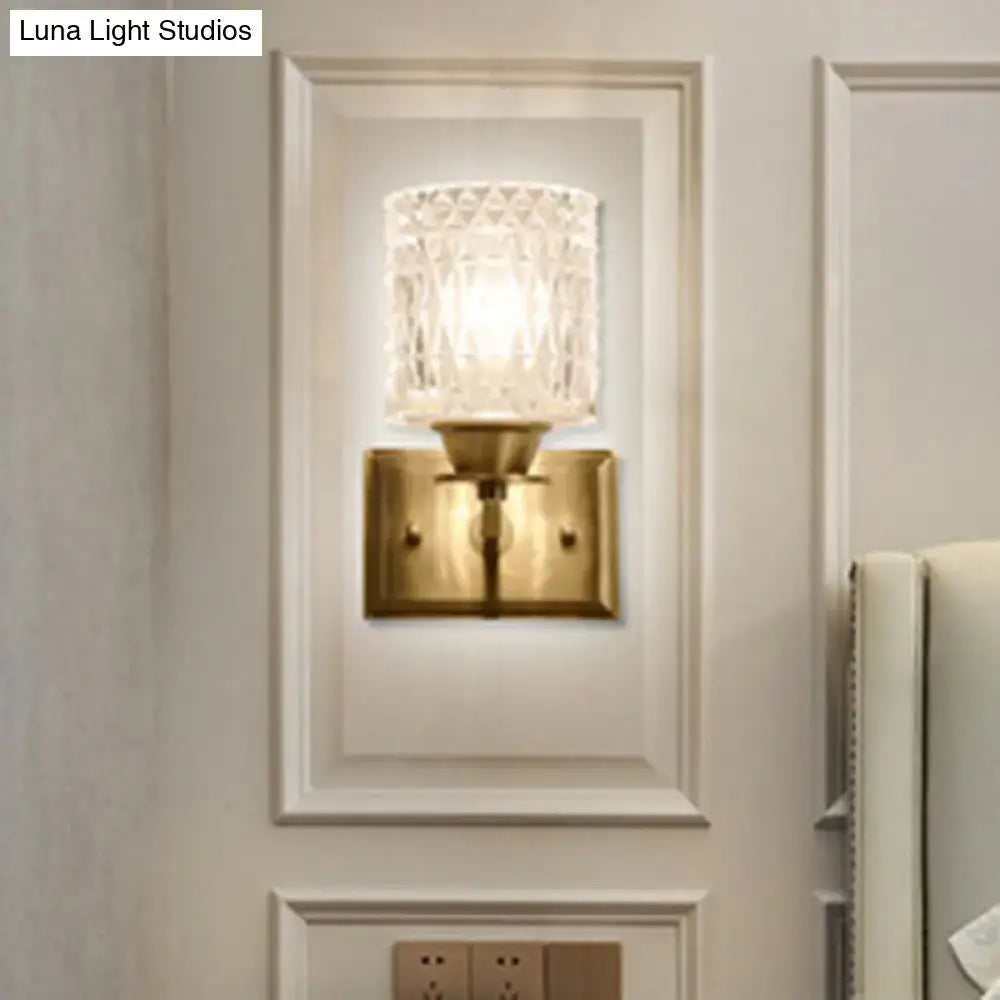 Brass lattice glass wall light sconce, wall-mounted with brass backplate by Decorbites on Tampa Home & Garden Store