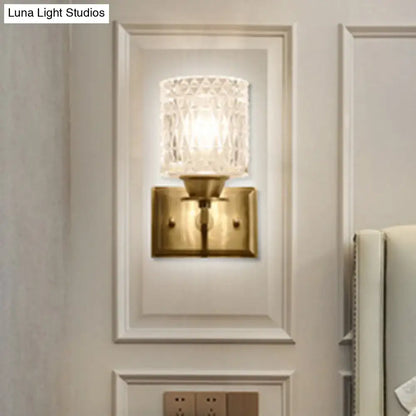 Brass lattice glass wall light sconce, wall-mounted with brass backplate by Decorbites on Tampa Home & Garden Store