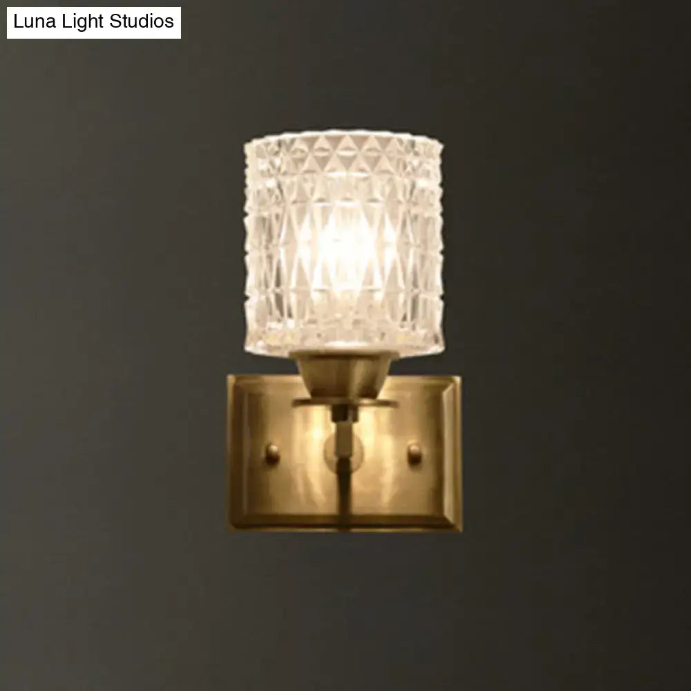 Brass lattice glass wall light sconce with diamond shade Decorbites on Tampa Home & Garden Store
