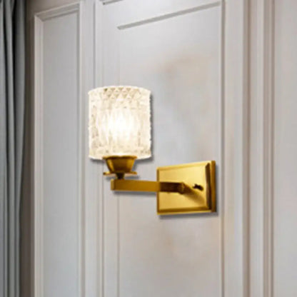 Brass lattice glass wall light sconce with square backplate by Decorbites on Tampa Home & Garden Store