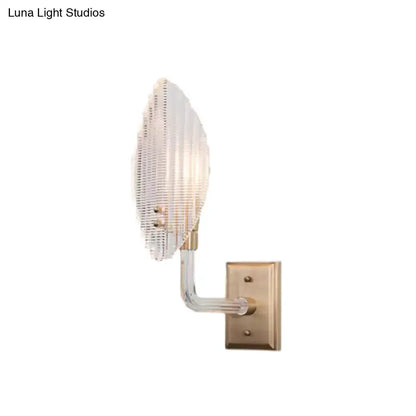 Contemporary brass leaf wall light fixture with clear glass shade, Decorbites on Tampa Home & Garden Store