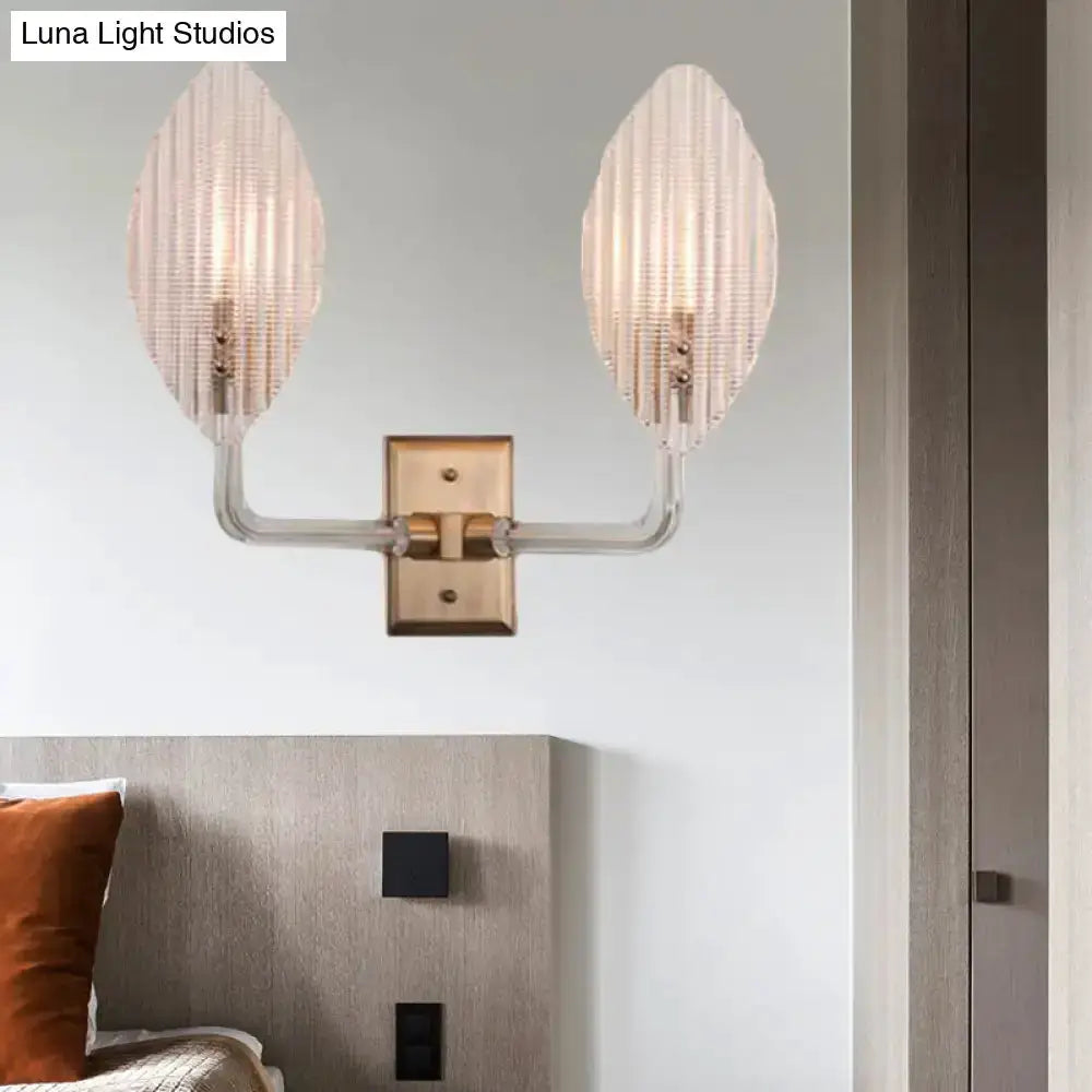 Contemporary brass leaf wall light fixture with glass sconce shades Decorbites on Tampa Home & Garden Store