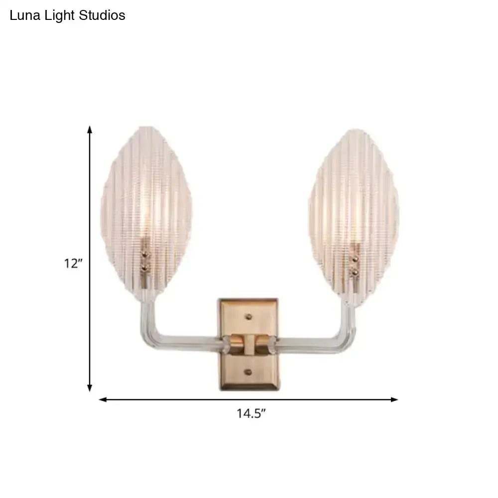 Contemporary brass leaf wall light fixture twin glass leaf sconces 2-light living room sconce on Tampa Home & Garden Store