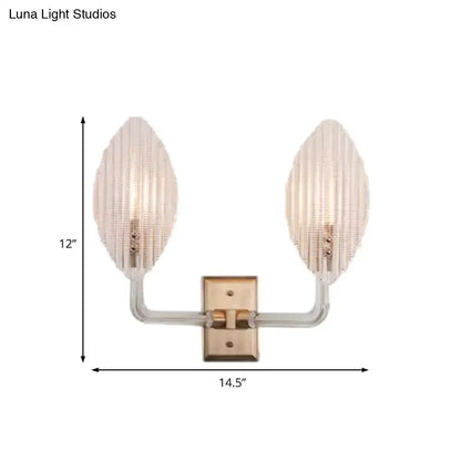 Contemporary brass leaf wall light fixture twin glass leaf sconces 2-light living room sconce on Tampa Home & Garden Store