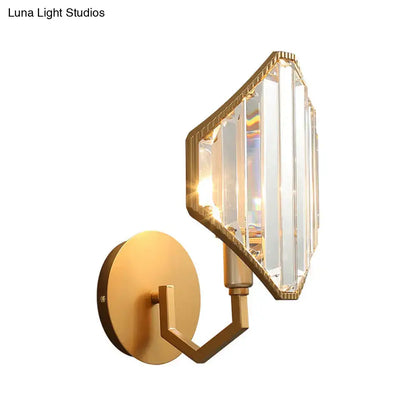 Brass rhombus wall sconce with crystal glass panels, Decorbites, gold finish on Tampa Home & Garden Store