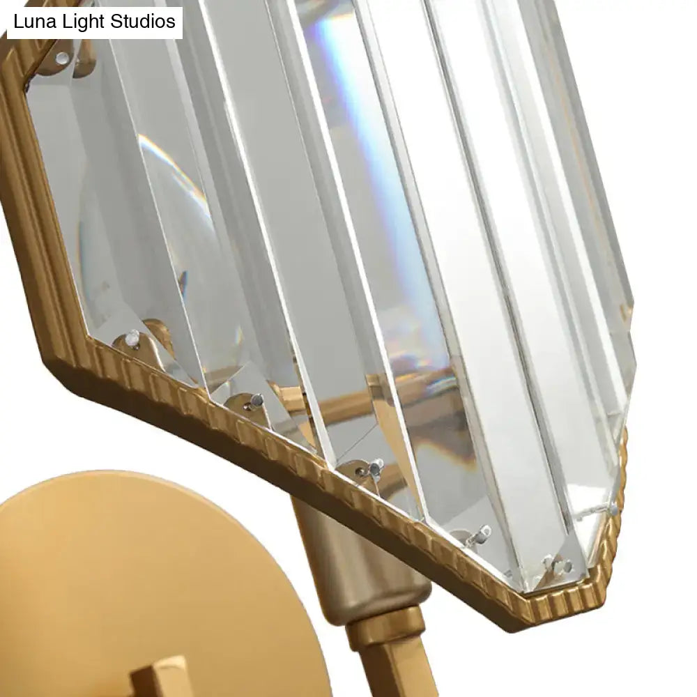 Brass Rhombus Wall Sconce with crystal prisms on Tampa Home & Garden Store