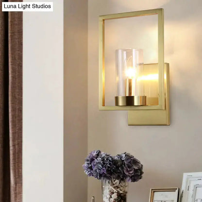 Decorbites brass wall light with clear glass cylinder for bedroom Luna Light Studios on Tampa Home & Garden Store