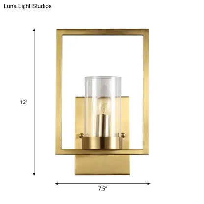 Contemporary brass wall light with clear glass cylinder shade Decorbites on Tampa Home & Garden Store