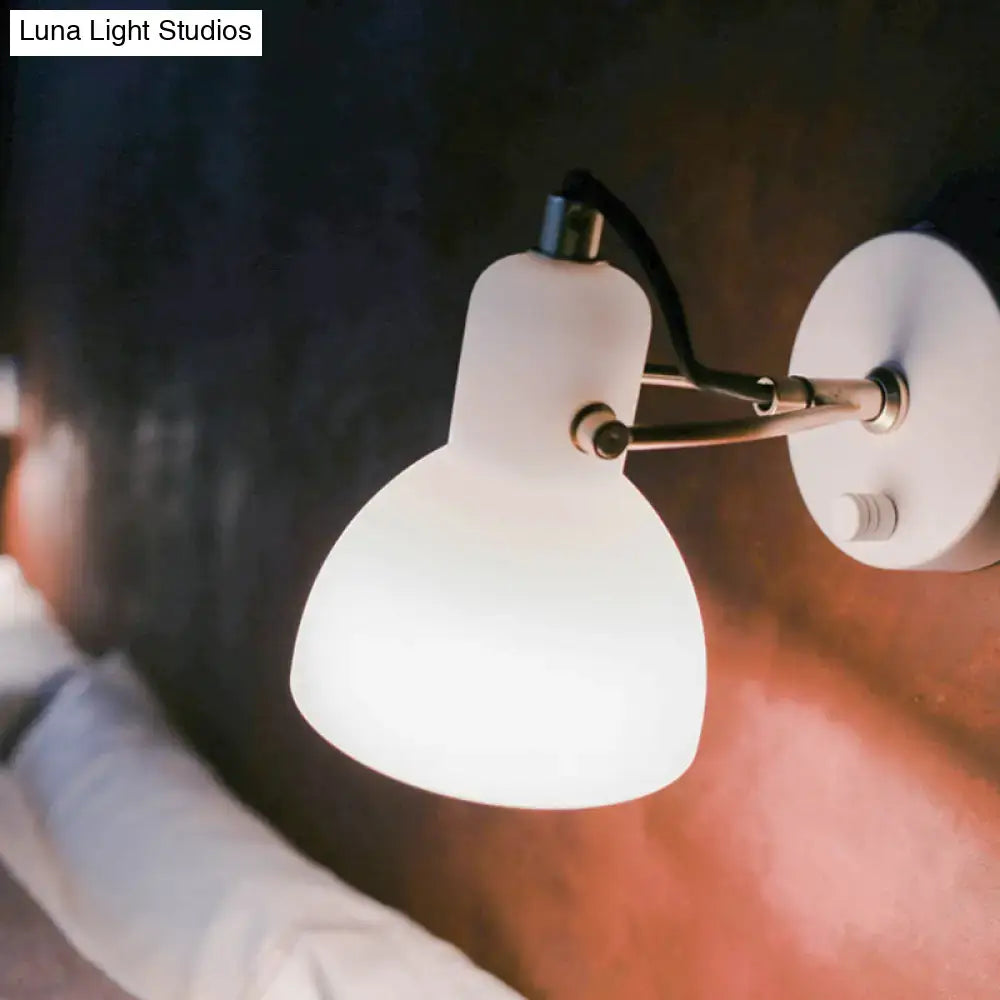 Brass adjustable wall lamp with frosted white glass shade, Decorbites, wall-mounted fixture on Tampa Home & Garden Store