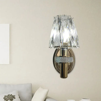 Bronze crystal wall sconce with faceted glass shade and crystal band, Decorbites wall light on Tampa Home & Garden Store