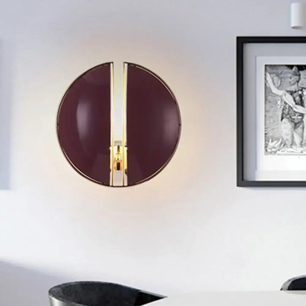 Burgundy Gold Wall Sconce, round burgundy glass with gold divider by Decorbites on Tampa Home & Garden Store
