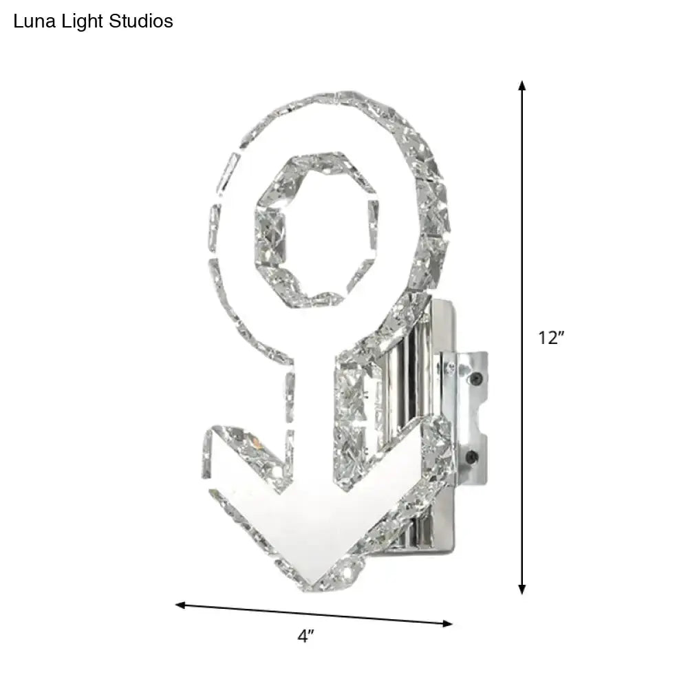 Contemporary Chrome Crystal Wall Lamp for Hallway