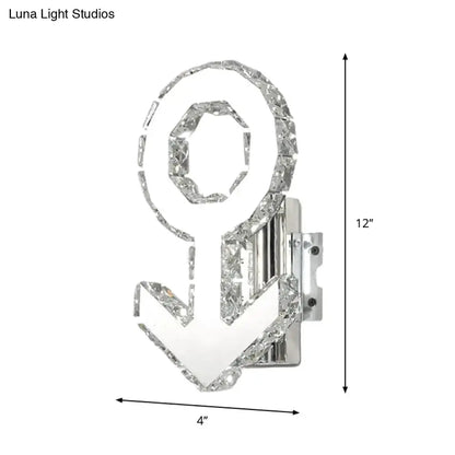 Contemporary Chrome Crystal Wall Lamp for Hallway