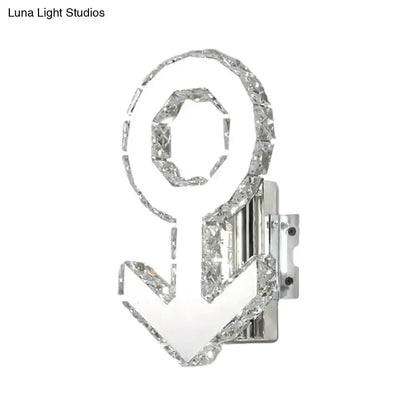 Contemporary Chrome Crystal Wall Lamp for Hallway