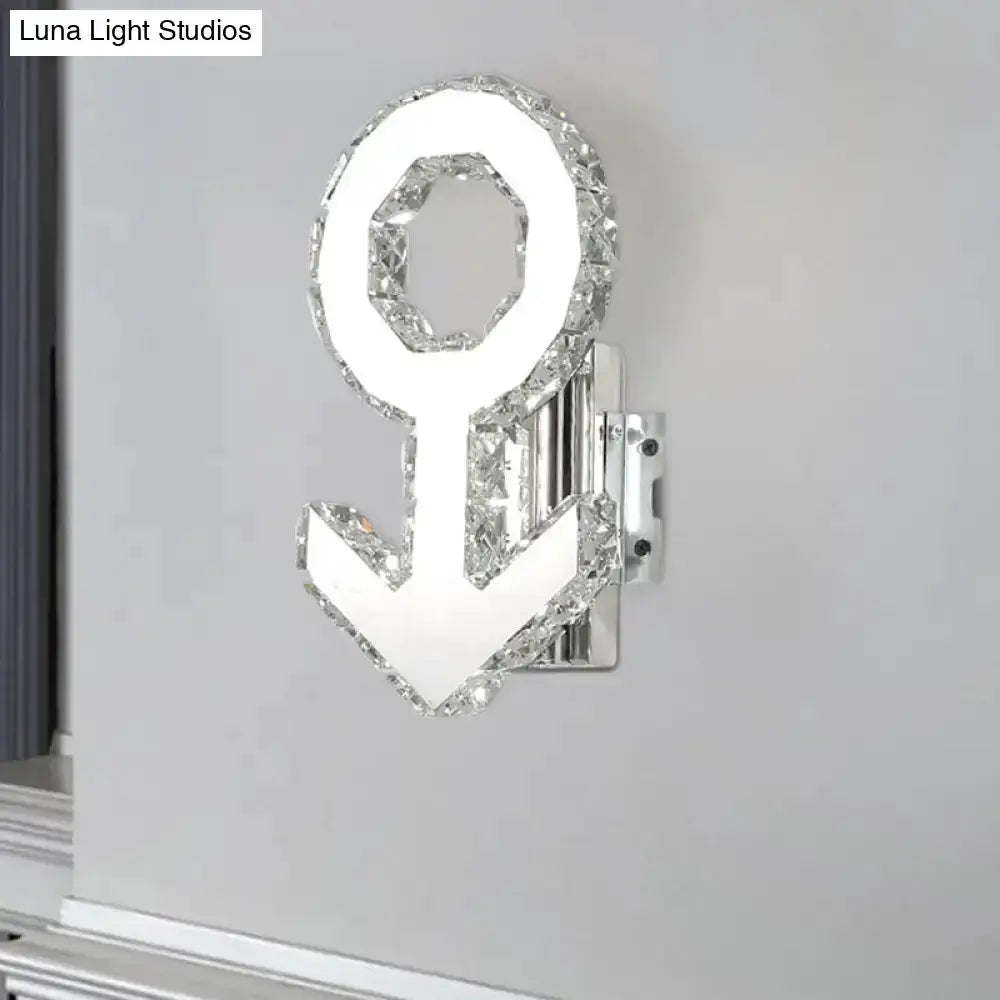 Contemporary Chrome Crystal Wall Lamp for Hallway